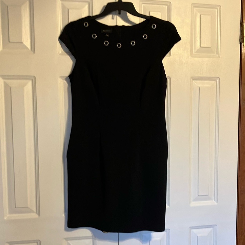 AB Studio Black Sheath Mini Dress Cap Sleeve